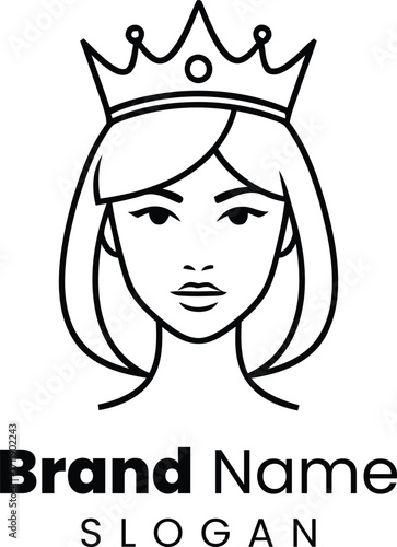 Vector art of elegant queen logo design for beauty brand