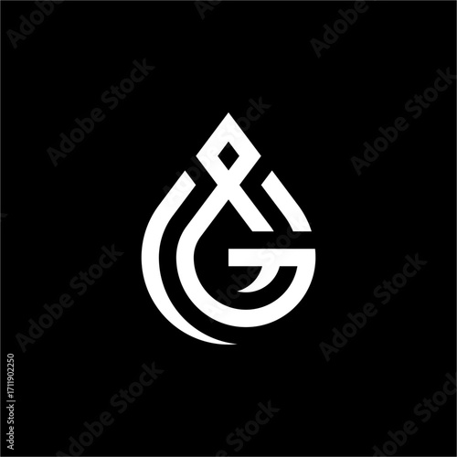 A professional, abstract G logo in the shape of a water drop. It's an ideal choice for a sophisticated brand in the eco-tech or hydration industry.