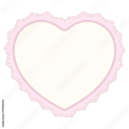 Heart lace vintage frame with scallop edge isolated.