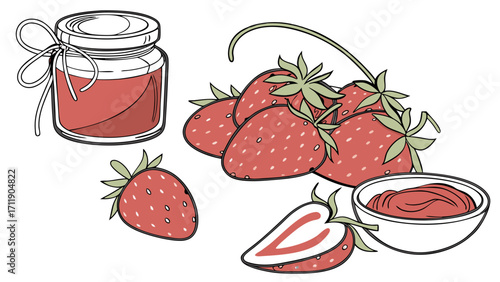 Strawberry Jam Fresh Strawberries Fruit Preserves Food Illustration Clipart Recipe Design Homemade Jam Sweet Treat Dessert Summer Fruit Berry Jam Red Fruit Healthy Food Food Blog Cu.