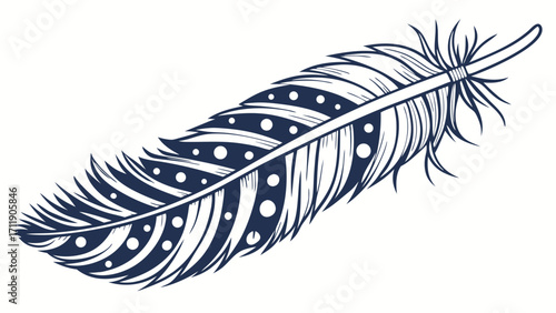 Stylized Feather Illustration Bird Feather Design Boho Chic Decor Tribal Pattern Vector Graphic Nature Inspired Art.