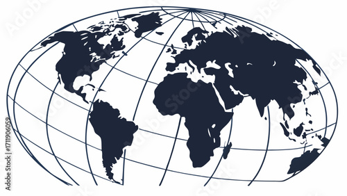 Stylized World Map Global Icon Earth Globe Illustration for Websites Presentations and Marketing Materials.