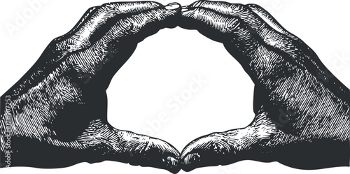 Illustration of two hands forming a circle symbolizing unity and connection.