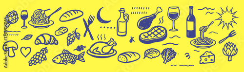 Hand-Drawn Breakfast Food and Morning Drinks Illustration
