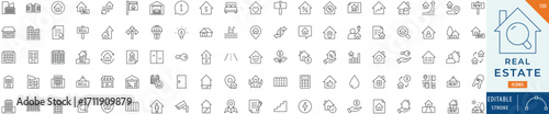Real estate icon collection set. Editable stroke.