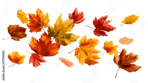 Vector illustration of falling autumn leaves isolated on a white background