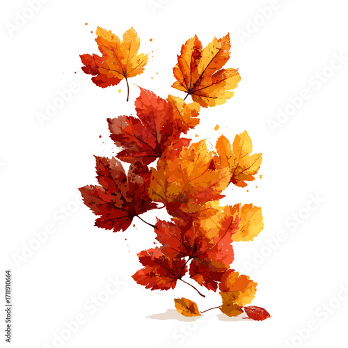 Vector illustration of falling autumn leaves isolated on a white background