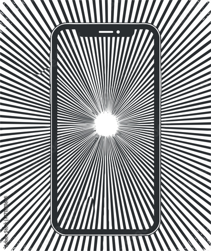 Abstract illustration of a smartphone with radial lines emanating from the screen.