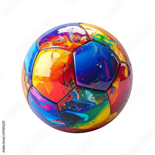 Colorful Futsal Ball on Transparent Background Vivid Design