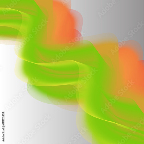 Abstract generative artwork featuring flowing ribbon-like waves in red, gray, and blue tones. The forms ripple and cascade diagonally across a pastel gradient background of soft pink and light blue. T