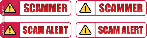Scammer Warning Emblem | Internet Fraud Protection Label Logo Sticker