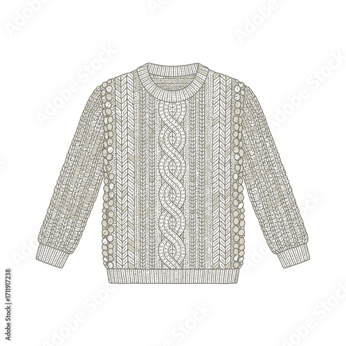 Detailed Cable Knit Sweater Illustration for Fashion and Design Projects.