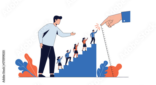 Guide team members up the stairs of success with visionary leadership.