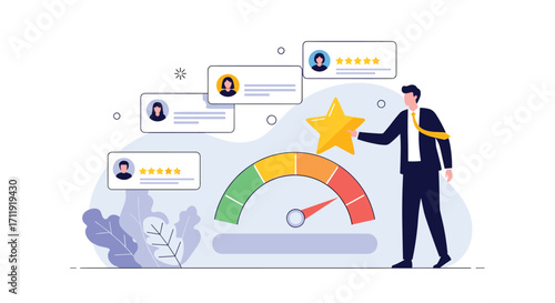 Customer satisfaction levels indicated by star ratings and review feedback.