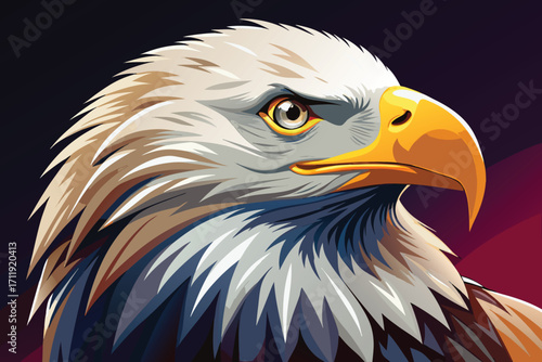 Close up portrait of a majestic bald eagle with piercing eyes