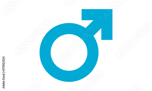 Bold and vibrant blue male gender symbol, universally recognized as representing masculinity and biological sex, a clear graphic for gender identification and demographic representation