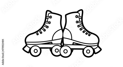 Wallpaper Mural Pair of black and white roller skates, outlined illustration. Torontodigital.ca