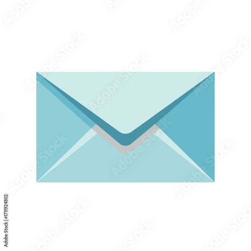 Light Blue Envelope for Communication and Correspondence, Sending and Receiving Messages.