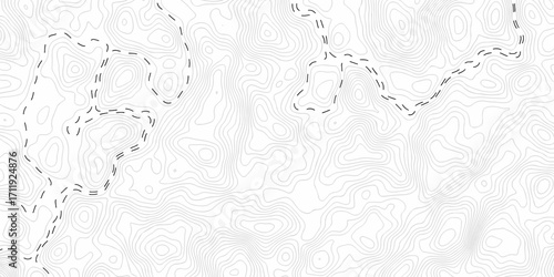 white topography map geography relief diagram texture design. Topography white background and black line world map texture design. Lines Topographic contour lines grid map seamless pattern.	