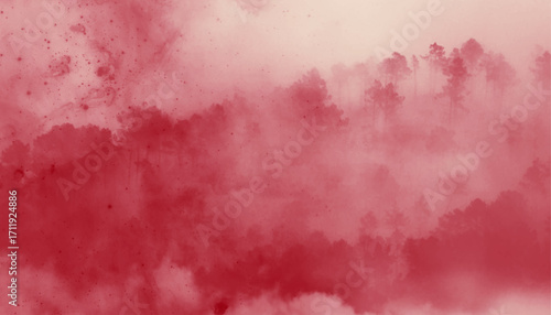 Abstract Red Forest Watercolor Background Texture