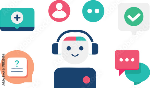 Customer support and communication icons set