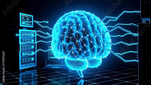 Artificial intelligence brain network ai neural technology machine learning concept design
