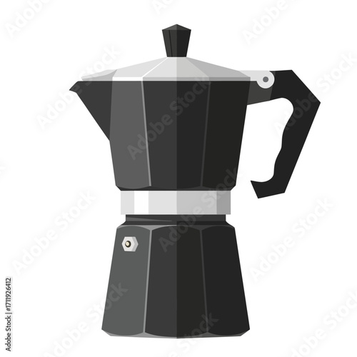 Classic Italian stovetop espresso maker for brewing rich, aromatic coffee at home, an iconic kitchen utensil in sleek design for caffeine lovers and morning routines