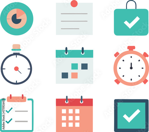 Collection of business and productivity icons