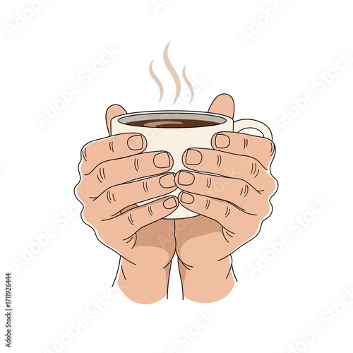 Hands holding a warm cup of coffee, a comforting moment of calm and relaxation