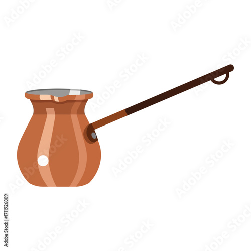 Copper Coffee Pot Illustration Traditional Turkish Coffee Brewing