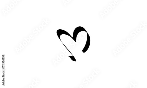 A simple, abstract, black heart symbol drawn with a single flowing line on a white background.