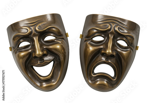 Принти на полотні Isolated theatrical masks represent comedy and tragedy representing a wide range