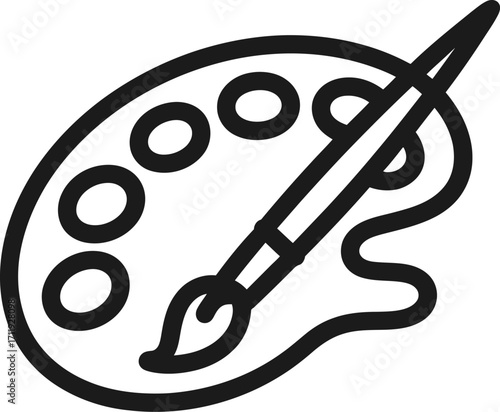 Art palette and brush silhouette artist painting