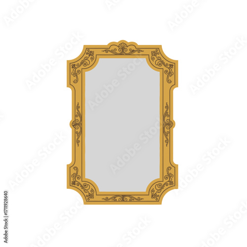 Ornate Gold Framed Mirror with Intricate Floral Details.
