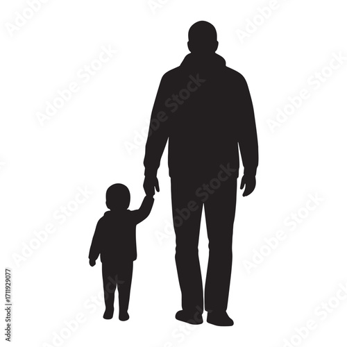 Father and child silhouette walking hand in hand, representing family bonding and childhood memories
