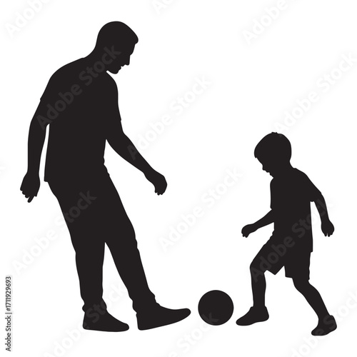 Father and son playing soccer silhouette A timeless moment of bonding and active childhood fun