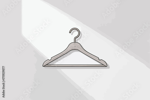 Minimalist illustration of a wooden clothes hanger casting a shadow