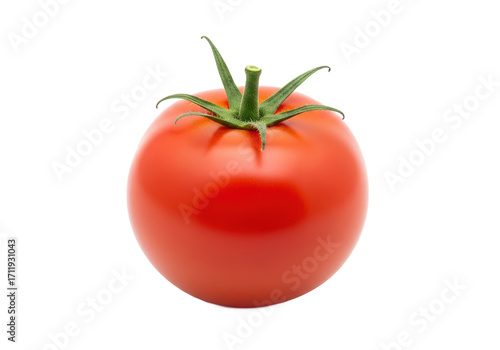 Wallpaper Mural Fresh, ripe red tomato with vibrant green stem against a clean white background, ideal for food photography Torontodigital.ca
