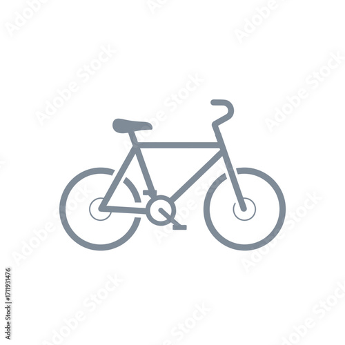 Simple Gray Bicycle Icon on White Background, Transportation and Recreation.