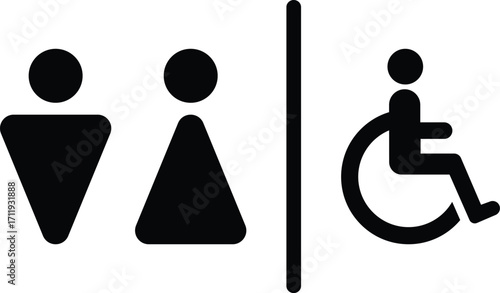 Toilet sign, Modern black sign. Vector illustration