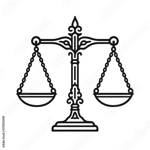 Antique Apothecary Scale Line Icon