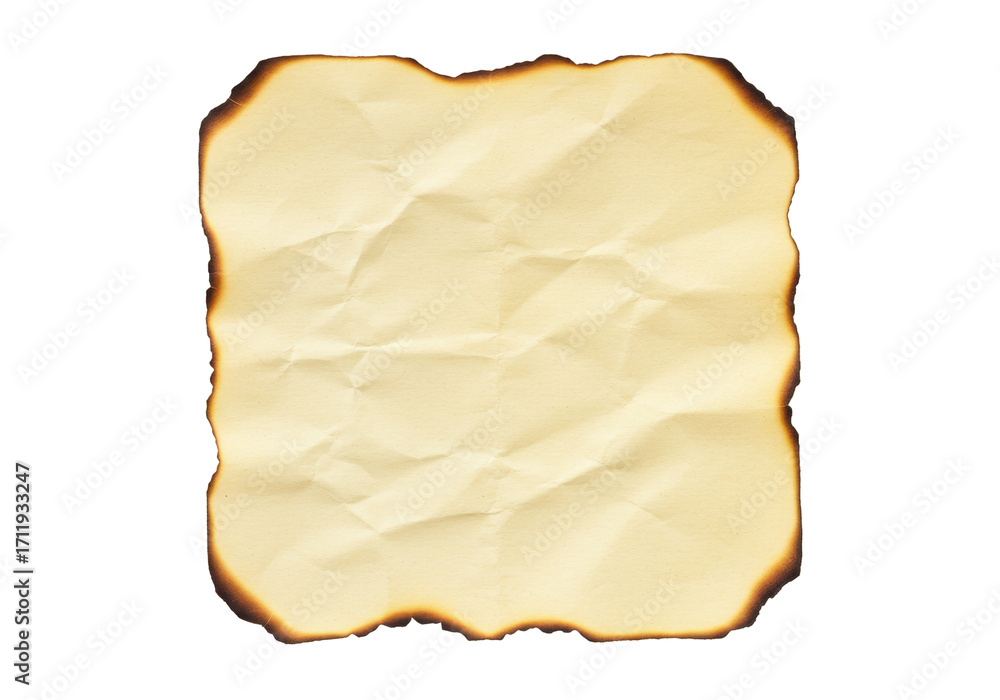 Obraz premium Isolated antique parchment with charred edges for historical document authenticity