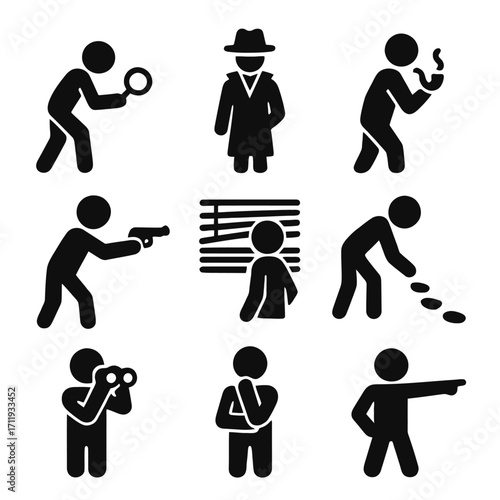 Mystery and Investigation Line Illustrations