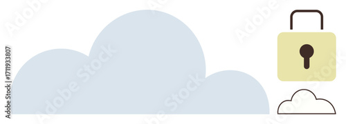 Cloud icon with a secured padlock symbolizing data protection, cybersecurity, and privacy. Ideal for technology, online security, privacy, cloud storage, digital integrity, network safety simple