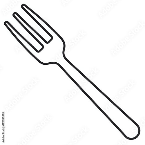 fork ,hand drawn illustration outline isolated on white background