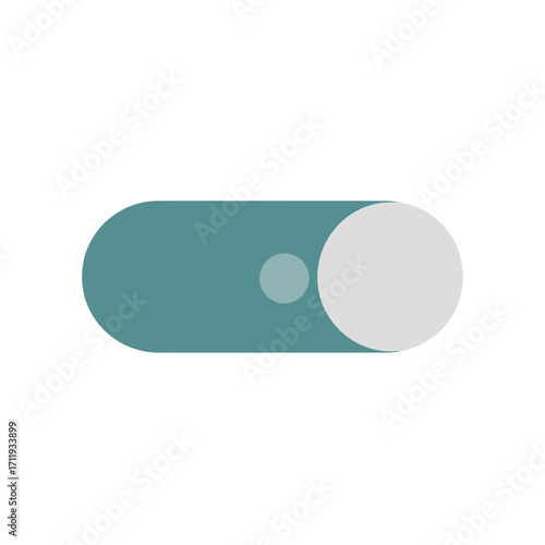 Toggle switch in the on position with a teal background.