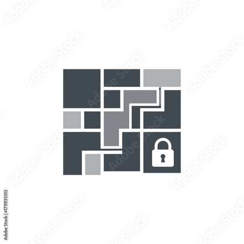 Abstract Security Puzzle with Padlock Symbolizing Data Protection.