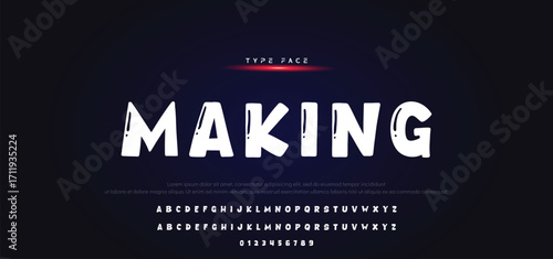 Unique alphabet playful style rounded font, unusual typography letters and numbers, vector illustration 10EPS