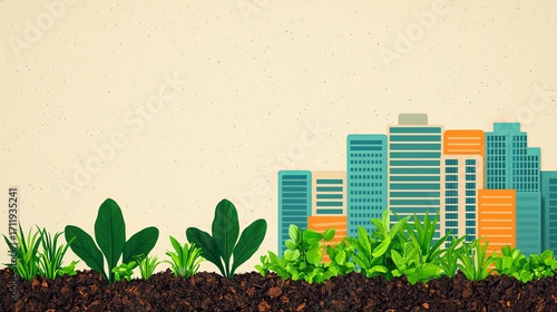 Urban Composting Solutions with Vibrant and a Cityscape Background