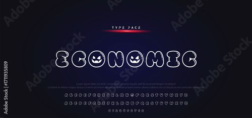 Unique alphabet playful style rounded font, unusual typography letters and numbers, vector illustration 10EPS